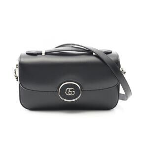 Gucci Double GG Shoulder Bag Leather Black